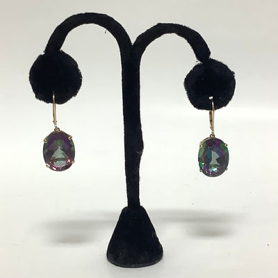 14K Gold Large Mystic Fire Topaz Drop Earrings - Stash Boutique